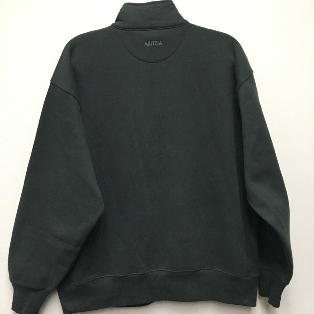 Aritzia Boyfriend Fleece Quarter Zip Pullover Small Green Gorpcore Athleisure - Picture 7 of 9
